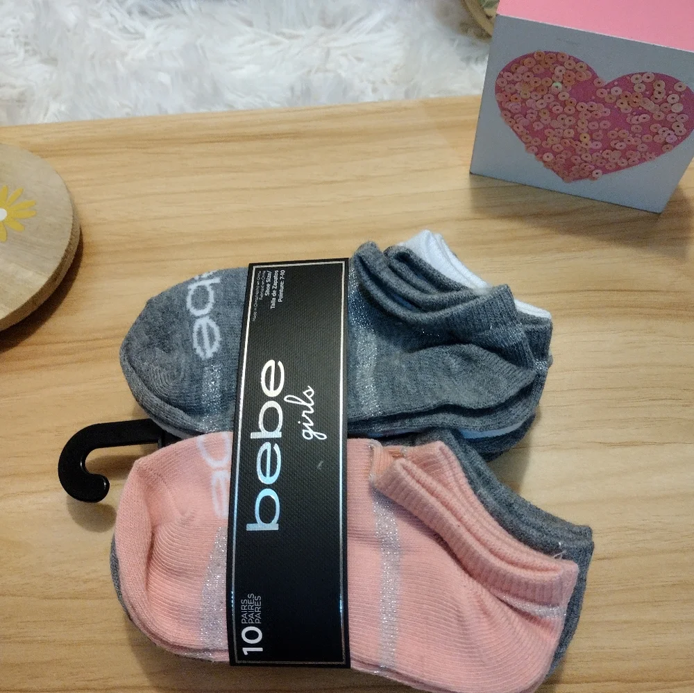 Bebe Girls 10 Pair Multi-Pack Socks Shoe Size 7-10 NWT 🩷